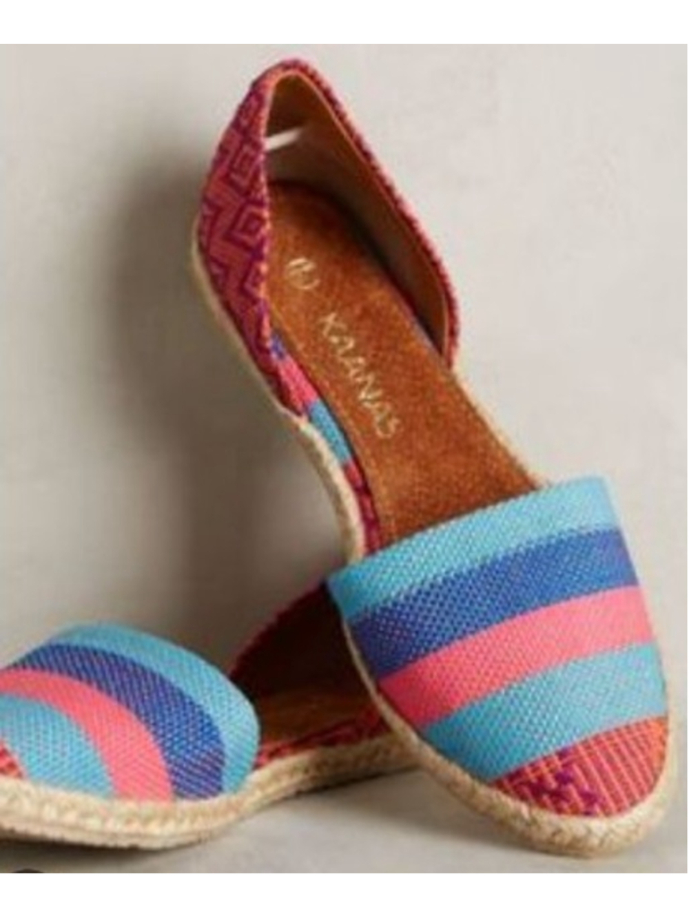 Women's Vibrant Boho Espadrilles Size 7 Pink Blue Striped Canvas Resort Wear